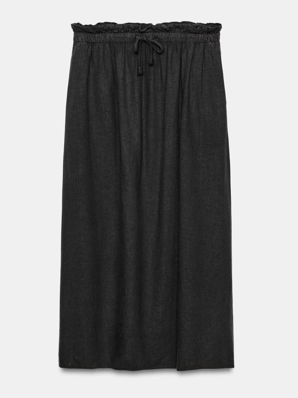 Zara Black Drawstring Maxi Skirt with Ruffle Waist